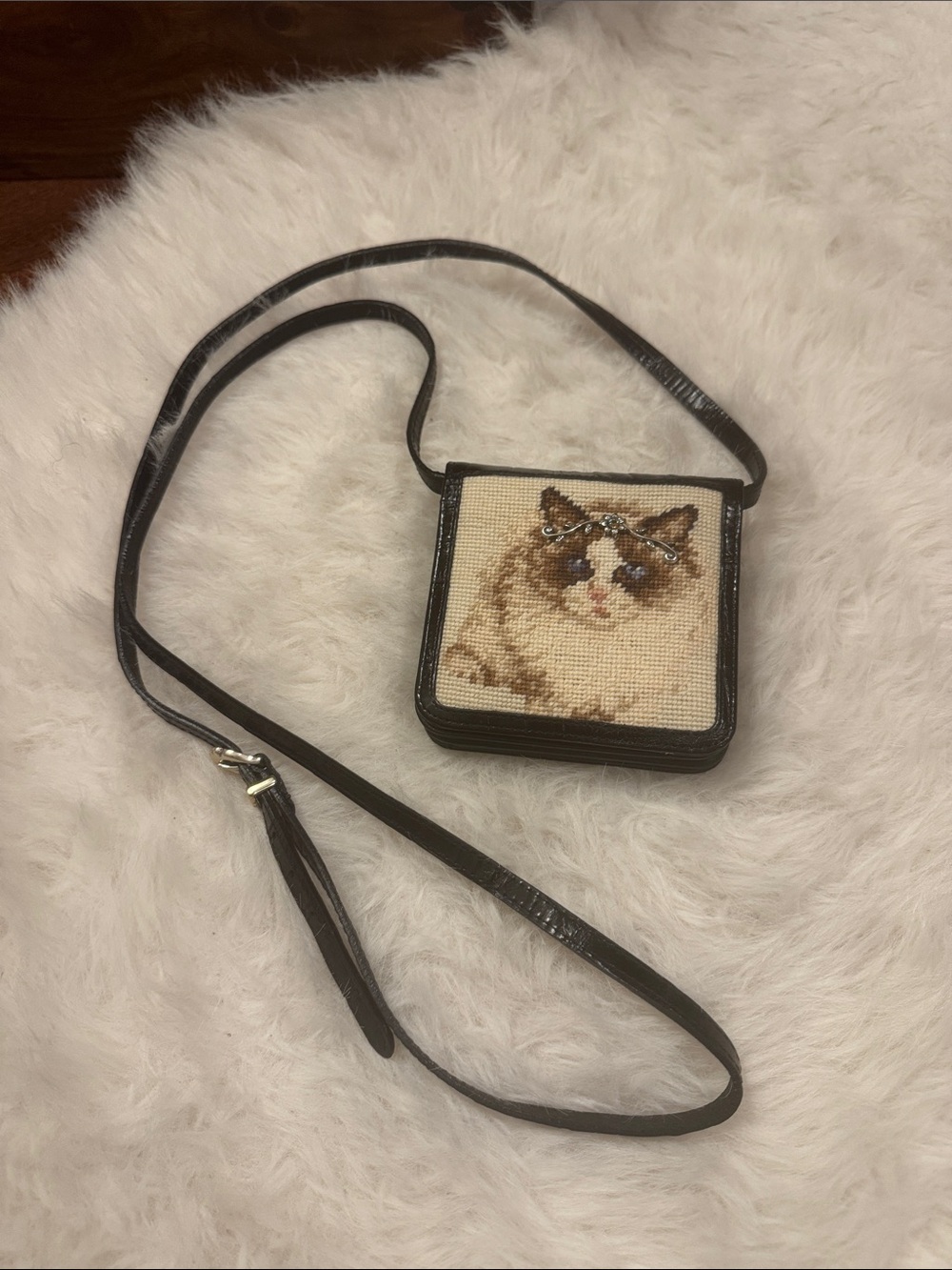 Brighton Needlepoint Cat Crossbody Bag NWT